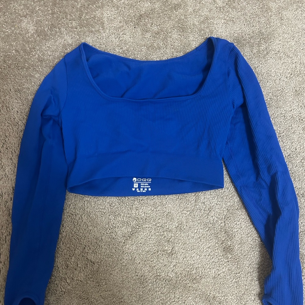 Blue Crop Fitted Bodysuit